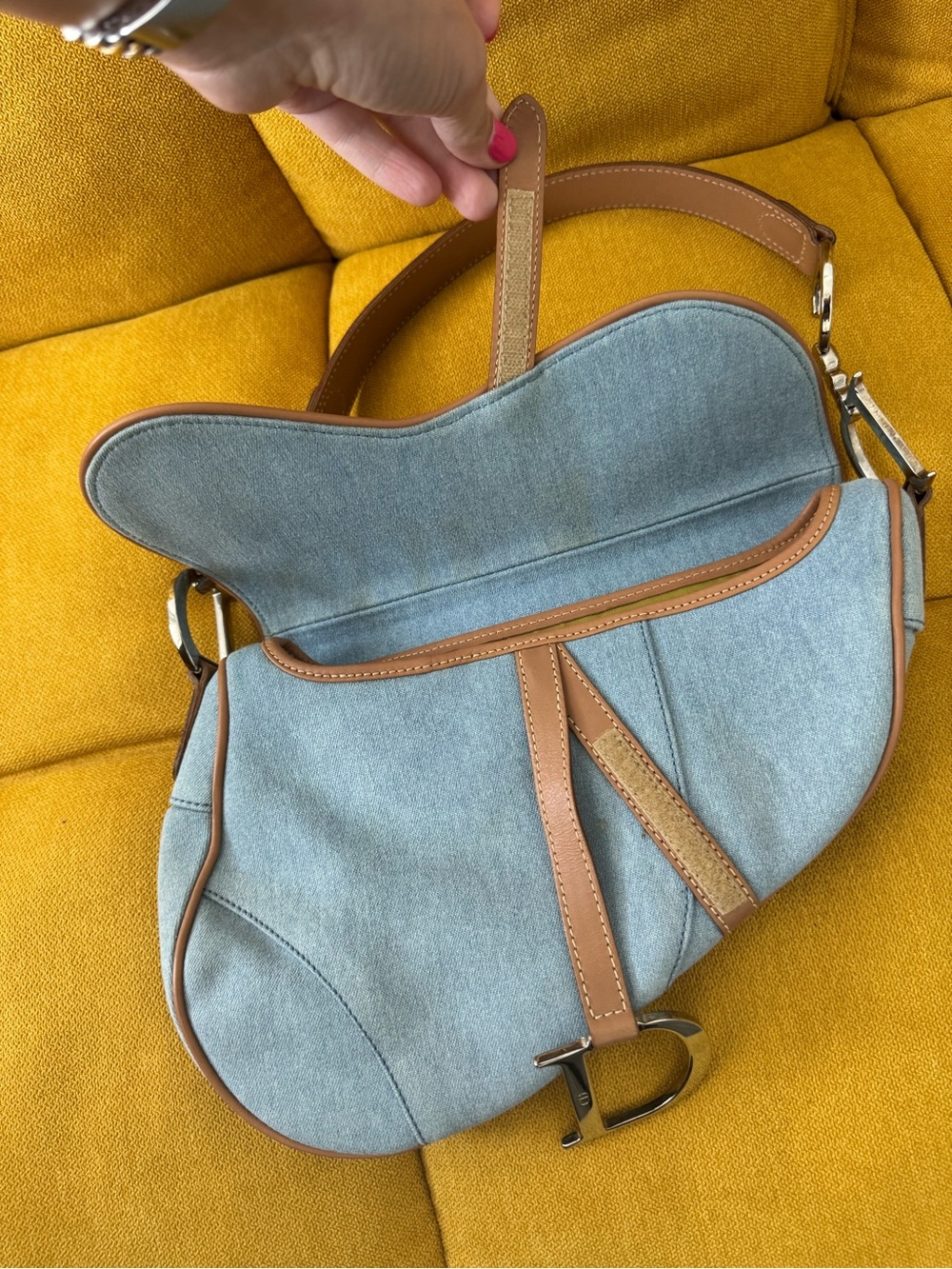 Vintage Christian Dior john galliano denim saddle bag - Picture 2 of 13